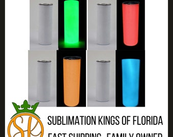 20oz | White to Glow in the Dark Tumbler | Sublimation | Red Glow | Blue Glow | Green Glow | Orange Glow | 20 ounce | Sublimation Blanks