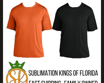 PC380 Polyester Performance Shirts | Sublimation Blanks | Sublimation Kings of Florida | 100% Polyester | Short Sleeve | Black and Orange