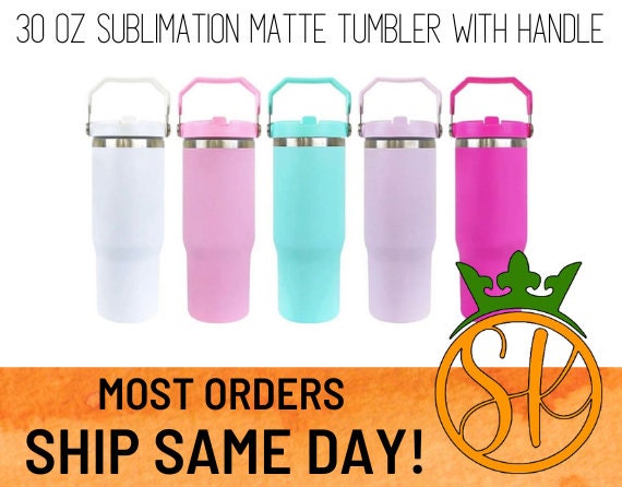 Sublimation 30-ounce Flip Straw Tumbler, Carry handle