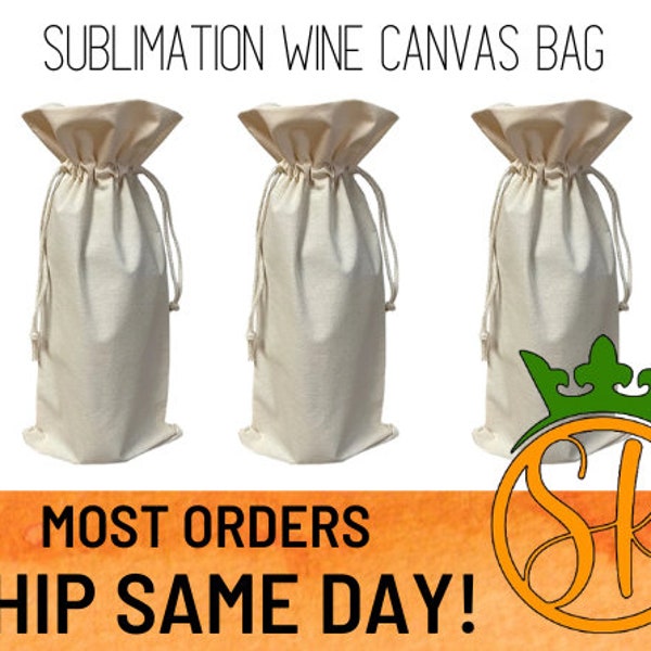 Blank Sublimation Drawstring Canvas Wine Bag| Canvas Linen Polyester | Wholesale Pricing| 100 % Polyester | Tote Bag | Wine Carrier