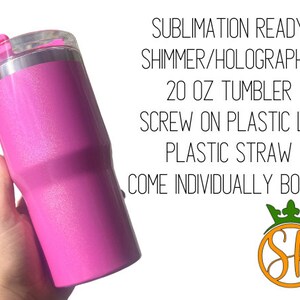 Sublimation 20 ounce | Shimmer | Holographic | Stainless-Steel Tumbler | Screw on Lid | Sublimation Blanks | Gloss Finish | No Handle image 2