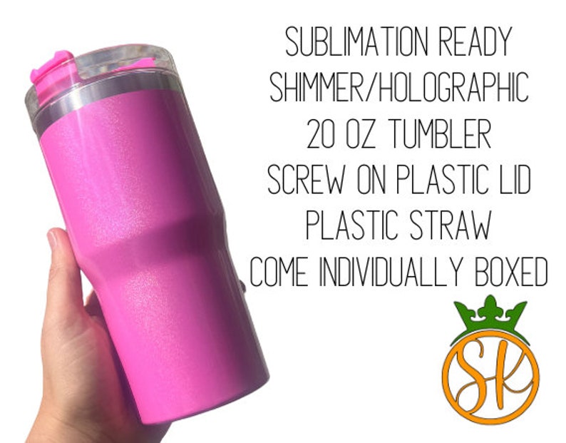 Sublimation 20 ounce | Shimmer | Holographic | Stainless-Steel Tumbler | Screw on Lid | Sublimation Blanks | Gloss Finish | No Handle image 2