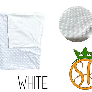 Plush Minky Baby Blankets | Sublimation Blanks | Pink, Blue, White | Baby Shower Gift | Sublimation Kings | White Backing | 100% Polyester White Blanket