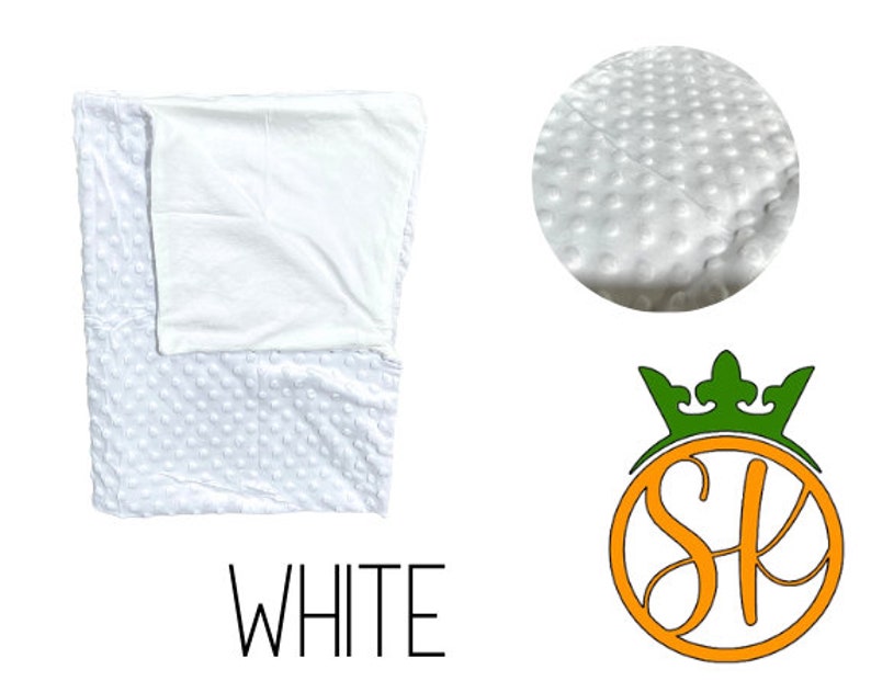 Plush Minky Baby Blankets | Sublimation Blanks | Pink, Blue, White | Baby Shower Gift | Sublimation Kings | White Backing | 100% Polyester White Blanket