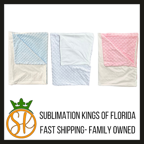 Plush Minky Baby Blankets | Sublimation Blanks | Pink, Blue, White | Baby Shower Gift | Sublimation Kings  | White Backing | 100% Polyester