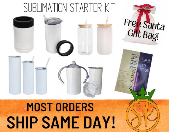 Sublimation Starter Kit | Free Santa Gift Bag | Variety Pack Sublimation |  Christmas Gifts | Sublimation Tumblers