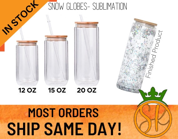 16OZ OUTSIDE WALL / 12OZ INSIDE - DOUBLE WALLED SNOW GLOBE CLEAR GLASS  TUMBLER WITH BOTTOM HOLE & HANDLE (NOT FOR SUBLIMATION)