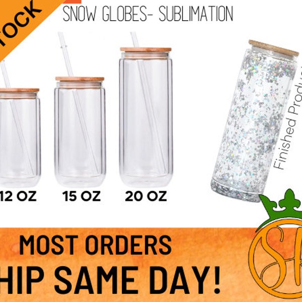 Sublimation Snow Globe Glass Can| 12 oz, 15 oz or 20 oz| Blank Snow Globe Glass