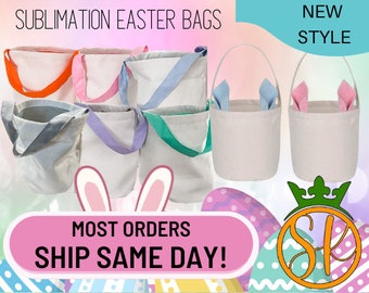 Sublimation Easter Basket | Colored | Canvas Bucket | Baby Boy Toddler Stuffer | Small Large Soft Gift Tote | Sublimation Linen Kids Bag