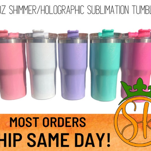 Sublimation 20 ounce | Shimmer | Holographic | Stainless-Steel Tumbler | Screw on Lid | Sublimation Blanks | Gloss Finish | No Handle