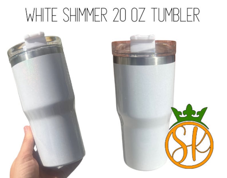 Sublimation 20 ounce | Shimmer | Holographic | Stainless-Steel Tumbler | Screw on Lid | Sublimation Blanks | Gloss Finish | No Handle White Shimmer