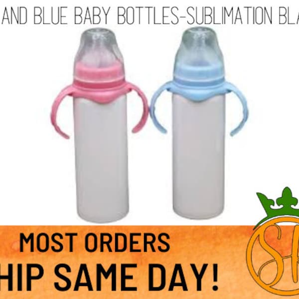 Stainless Steel Sublimation Ready Baby Bottle Blue & Pink