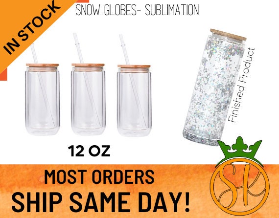 Snow globe sublimation glass beer can pre-drilled Wholesale