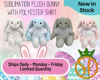 Sublimation Easter Bunny with White Shirt | White Bunny | Grey Bunny | Baby Toddler Stuff Toy | Plush Toy | Stuff Animal | Toy