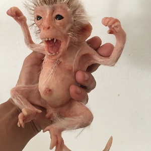 Realistic Newborn Monkey Silicone Sculpture | Hyper-Realistic Silicone Animal Art | Collectible Unique Monkey Figurine