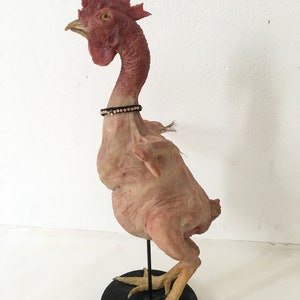 Handmade &quot;Chicken Without Feathers&quot; Silicone Sculpture | Unique and Detailed Animal Art Collectible | Italian Handmade Fantasy Sculpture