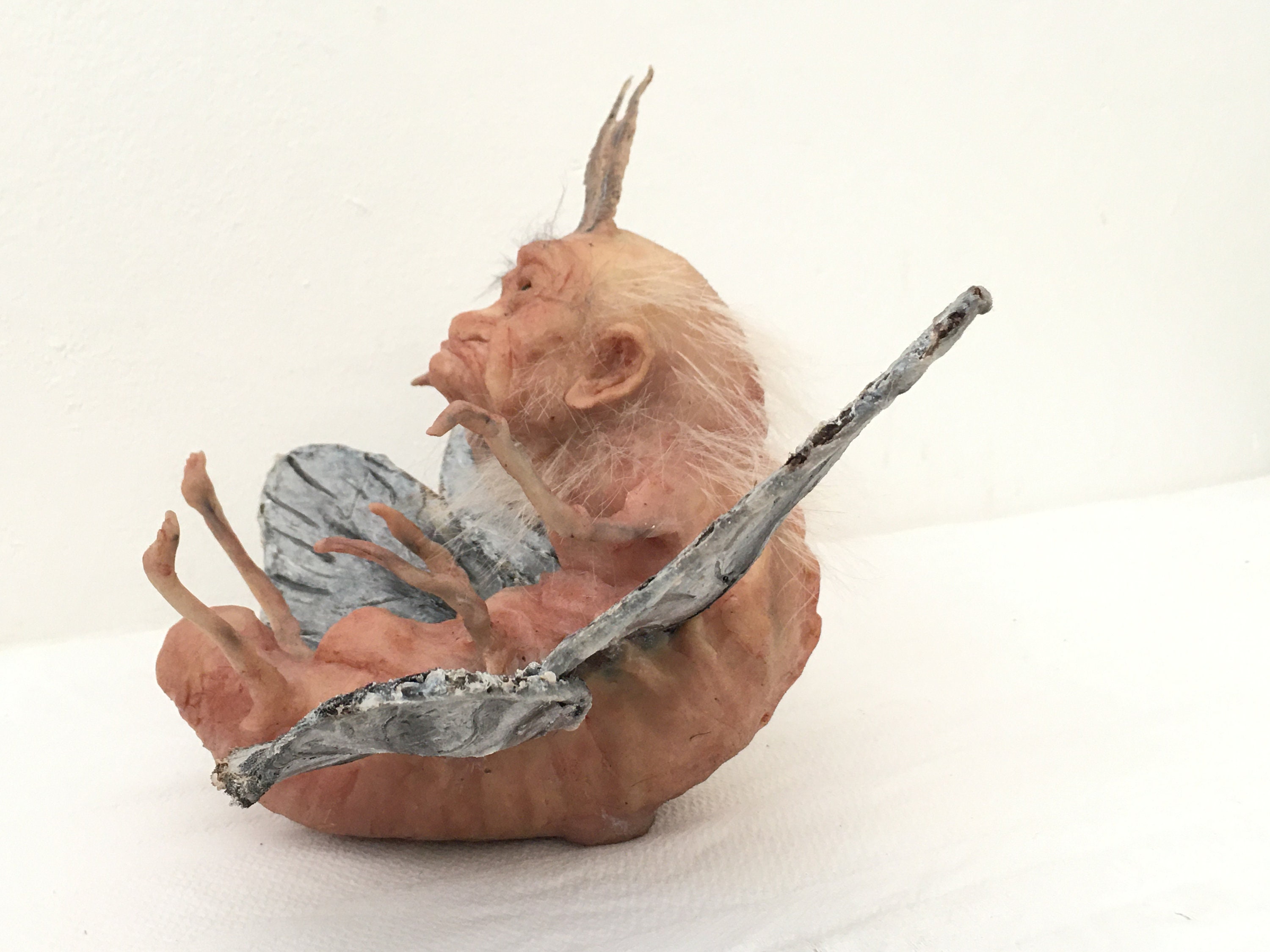 Handcrafted Mothman Silicone Sculpture | Unique Cryptid Art