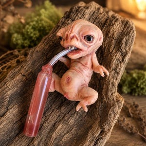 Hand-Sculpted Baby Alien Fetus in Platinum Silicone | Realistic and Detailed Alien Sculpture | Handmade Extraterrestrial Art