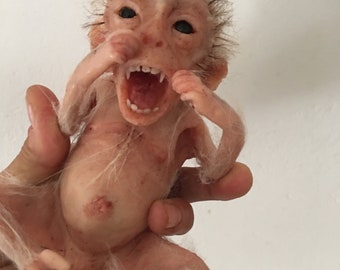 Realistic Newborn Monkey Silicone Sculpture | Hyper-Realistic Silicone Animal Art | Collectible Unique Monkey Figurine