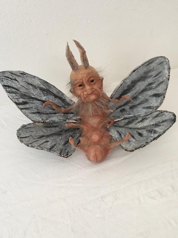 Handcrafted Mothman Silicone Sculpture | Unique Cryptid Art