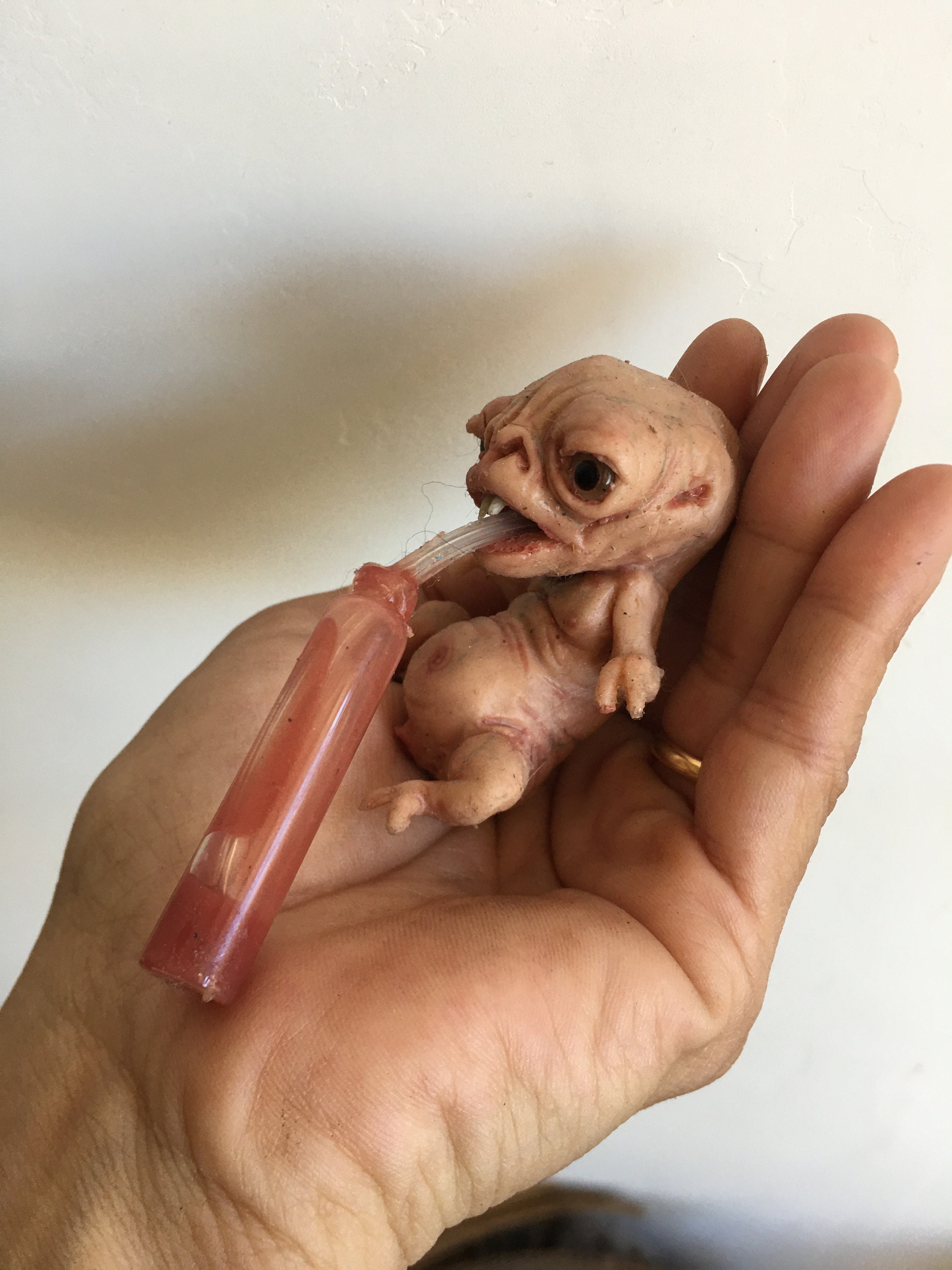 手彫りのプラチナシリコン製エイリアン胎児｜リアルで精巧なエイリアン