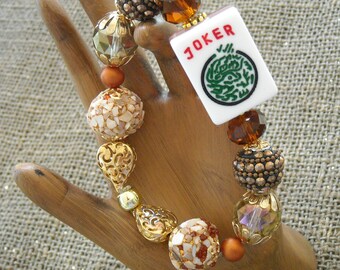 Chinese Bracelet Mahjong Jewelry Lavender Mahjong Bracelet Oriental Jewelry Jesse James Beaded Bracelet Holiday Gift