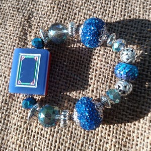 Mahjong  Bracelet - Free Shipping - Red, White and Blue Mahjong -  Mahjong Gift
