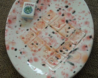 Piatto da Mahjong - Ceramica da Mahjong - Ceramica fatta a mano - Idea regalo
