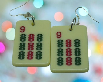 Mahjong Tile Earrings - Mahjong Jewelry - Mahjong Earrings  - Mahjong  Gift - Free Shipping