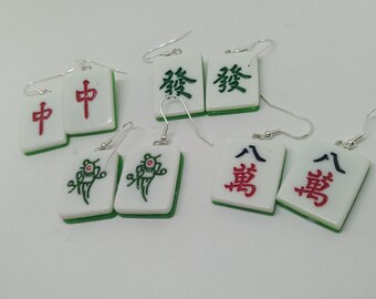 Mahjong Earrings - Mahjong Jewelry -  White Mahjong Jewelry - Mahjong  Gift
