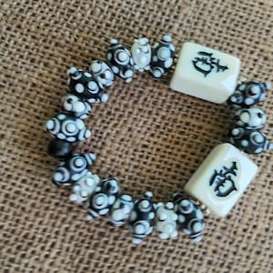 Mahjong Bracelet - Free Shipping  - Black and White Mahjong Gift