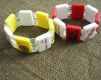 Mahjong Bracelet -  Mahjong Jewelry - Colored Mahjong - Oriental Jewelry - Mahjong Gift