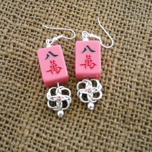 Mahjong Earrings Mahjong Jewelry Mahjong Gift Pinkk 8 crack