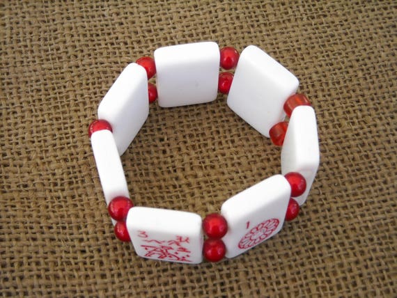 Chinese Bracelet Mahjong Jewelry Lavender Mahjong Bracelet Oriental Jewelry Jesse James Beaded Bracelet Holiday Gift