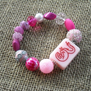Pink Mahjong Tile Bracelet - Free Shipping - Jesse James Jewelry - Mahjong Jewelry - Dragon Jewelry