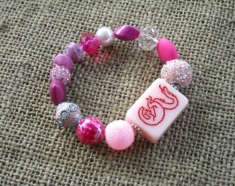 Pink Mahjong Tile Bracelet - Free Shipping - Jesse James Jewelry - Mahjong Jewelry - Dragon Jewelry - Chinese Bracelet