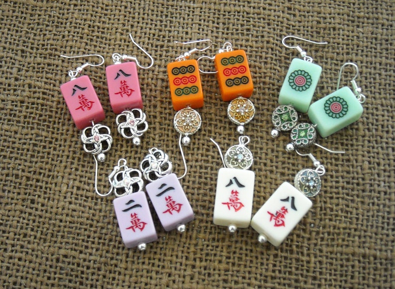 Mahjong Earrings Mahjong Jewelry Mahjong Gift image 1