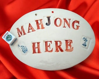 Mahjong Sign - Mahjong Pottery - Mahjong Gift - Mahjong Here