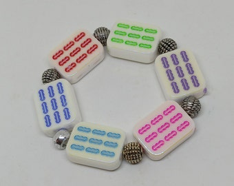 Pulsera de Mahjong - Joyería de Mahjong - Mahjong de colores - Regalo de Mahjong