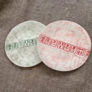 Mahjong Plate - Mahjong Pottery -  Mahjong Dish - Mahjong Gift