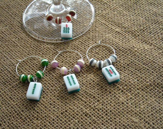 Mahjong Wine Charms Mahjong Wine Glass Charms Oriental Etsy