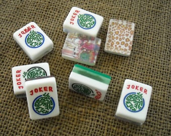 8  Mahjong Jokers - 8 Mahjong Tiles - Mahjong Crafts  - Colorful Mahjong - Joker Tiles