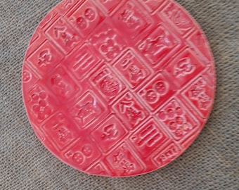 Talerz Mahjong - Mahjong Pottery - Czerwony talerz Mahjong - Mahjong Gift