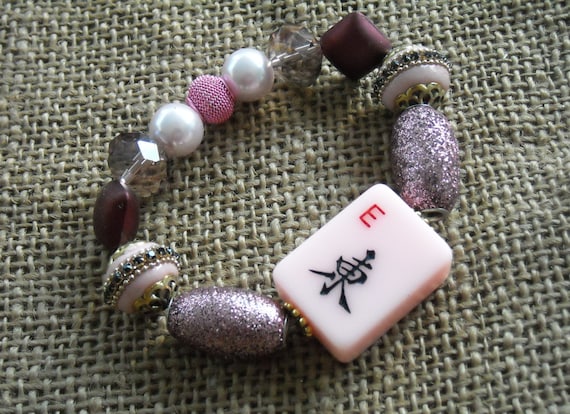 Chinese Bracelet Mahjong Jewelry Lavender Mahjong Bracelet Oriental Jewelry Jesse James Beaded Bracelet Holiday Gift