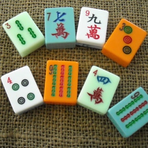 8 Mahjong Fliesen - Mahjong Handwerk - Mahjong Fliesen zum Basteln - Mahjong Zubehör - Bunter Mahjong