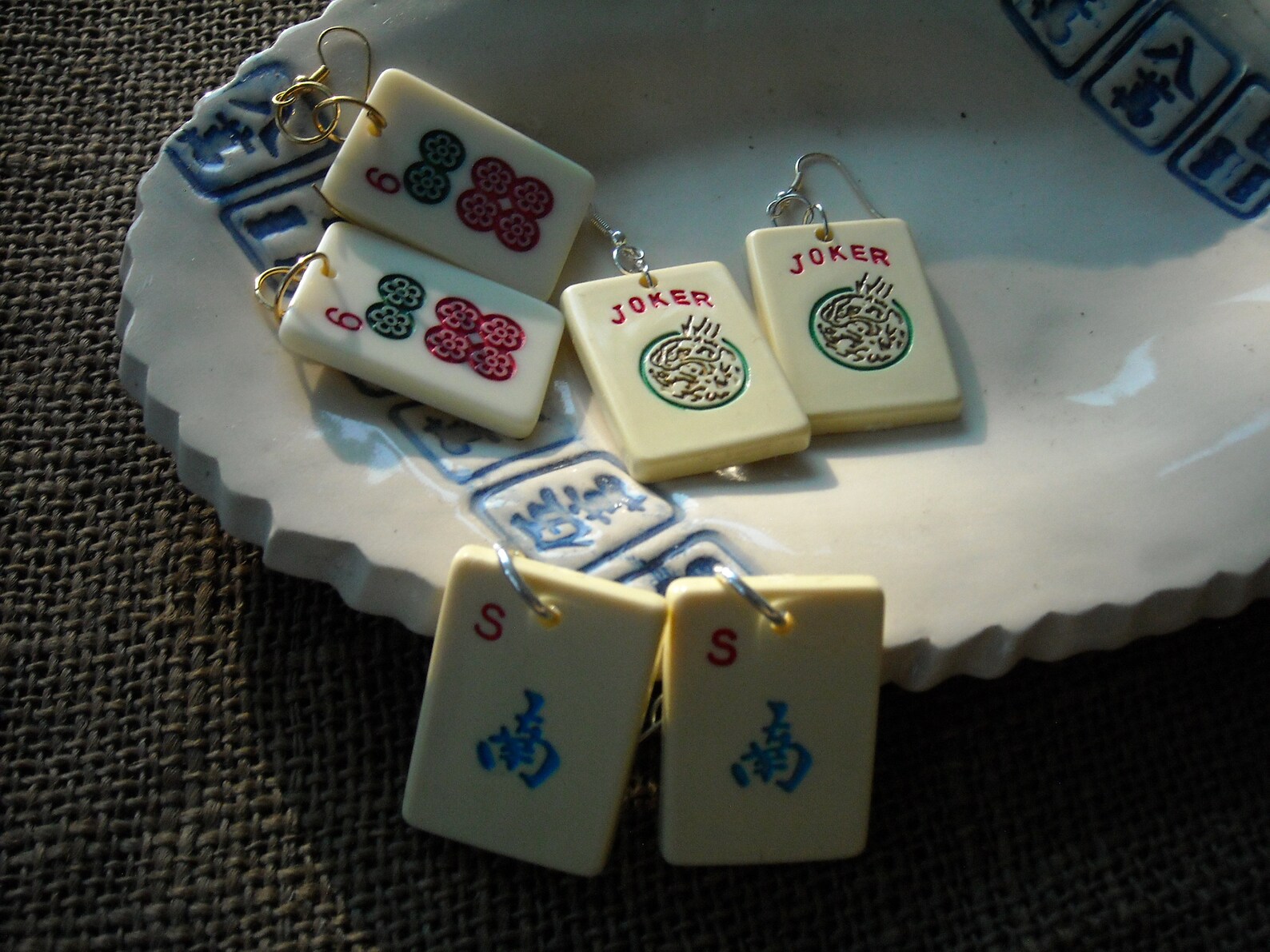 Mahjong Tile Earrings Mahjong Jewelry Mahjong Earrings Etsy