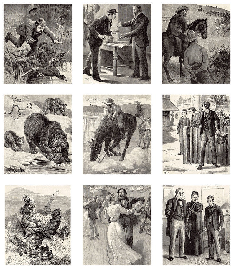 1899,Antique,Prints,Duck Lagoon,Wild Horses,Little Bear Objects,Stick To Him Micky,Mother Hen,Fiddle Scaped Dance Tunes,Wall Art,Chatterbox