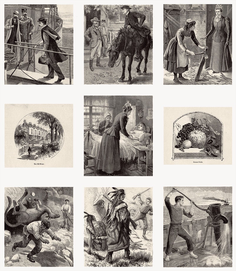 1899,Antique,Prints,Duck Lagoon,Wild Horses,Little Bear Objects,Stick To Him Micky,Mother Hen,Fiddle Scaped Dance Tunes,Wall Art,Chatterbox