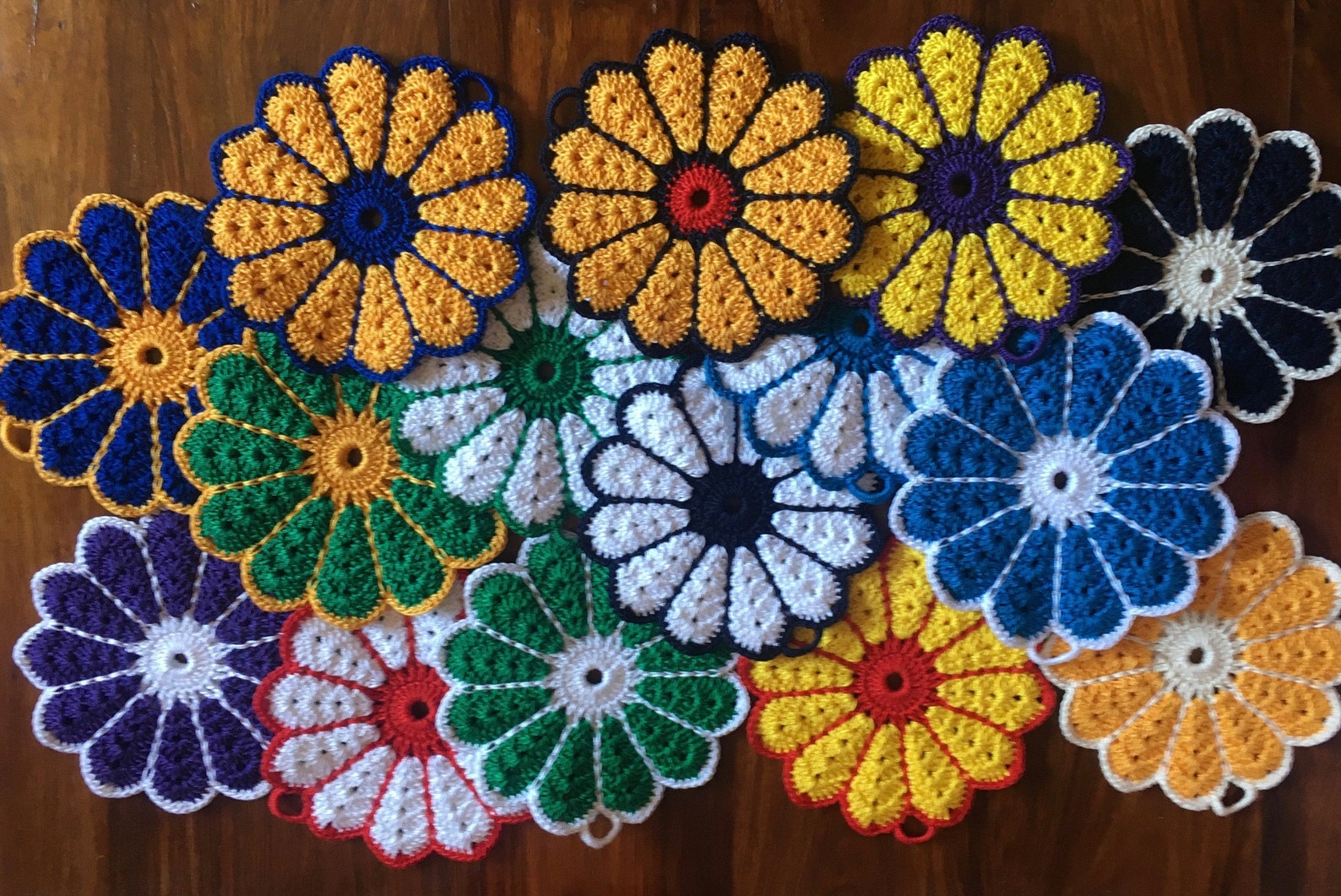 Colorful Handmade Pot Holders 6piece Set Etsy