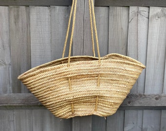 Vintage Straw bag - summer bag - straw beach bag - shoulder backpack – beach bag – daypack - handmade bag - vacation bag - raffia - weave